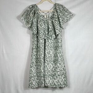 Mirth Dress Size M green And White Floral 85% Cotton 15% Silk EUC